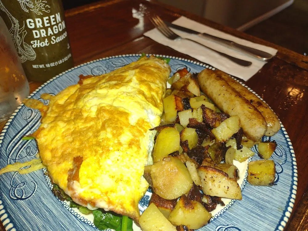 Feta and Spinach Omelette with Home Fries